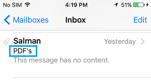 PDF File Attached to Email On iPhone