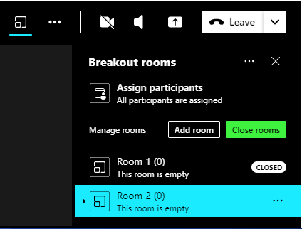 Breakout Rooms in Microsoft Teams