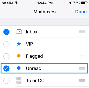 Enable Unread Mailbox Option on iPhone