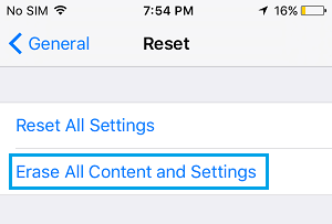 Erase All Content and Settings on iPhone