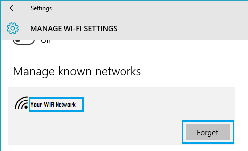 Forget WiFi Network on Windows 10 Computer