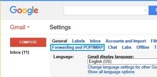 Forwarding and POP/IMAP Tab in Gmail