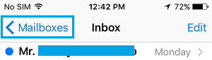 Mailboxes Button On iPhone