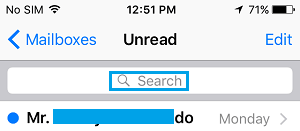 Search Box in iPhone Mail App
