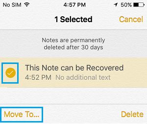 Move Deleted Folde to Option on iPhone Notes App