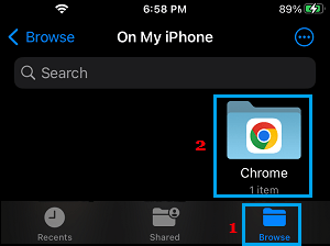 Open Chrome Folder Located on iCloud Drive