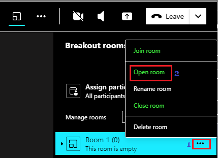 Open Individual Breakout Rooms 