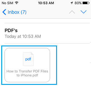 PDF File Attached to Email on iPhone