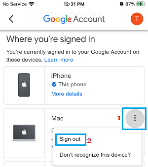 Remotely Sign Out of Gmail Account