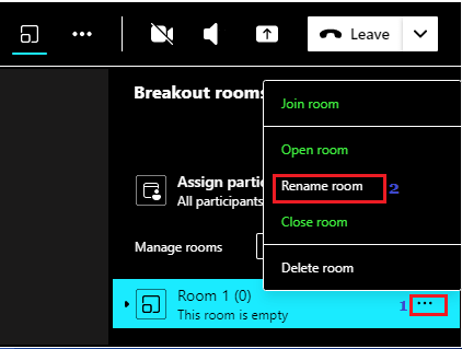Rename Breakout Rooms Option in Microsoft Teams
