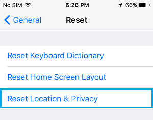 Setzen Sie Die Standort- Und Datenschutzoption Auf Dem Iphone Zurück