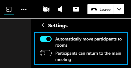 Breakout Rooms Settings Screen in Teams