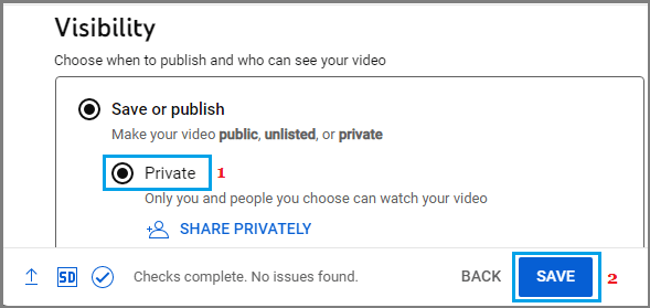 Make Video Private on YouTube