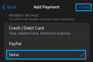 Select None As Payment Method