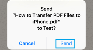 Send PDF from iCloud Popup