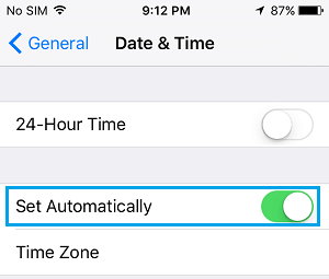 Option „Datum Und Uhrzeit Automatisch Einstellen“ Auf Dem Iphone