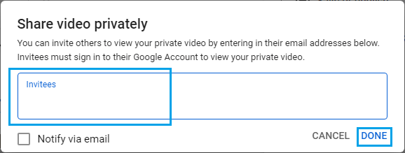 Invite People to Private YouTube Video