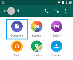 Sharing Menu On WhatsApp Android Phone