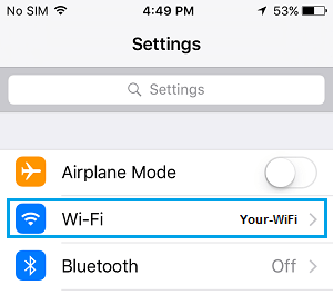 WiFi Tab on iPhone