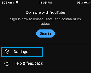 Open YouTube Settings on iPhone When Not Signed In