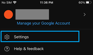 Open YouTube Settings on iPhone