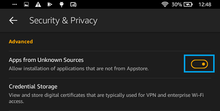 Allow Installation of Apps From Unknown Sources on Kindle Fire