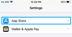 App Store Settings Option on iPhone