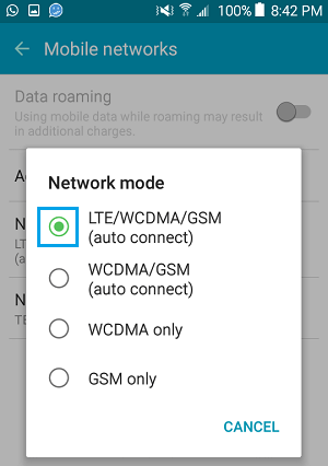 Network Mode Settings On Android Phone