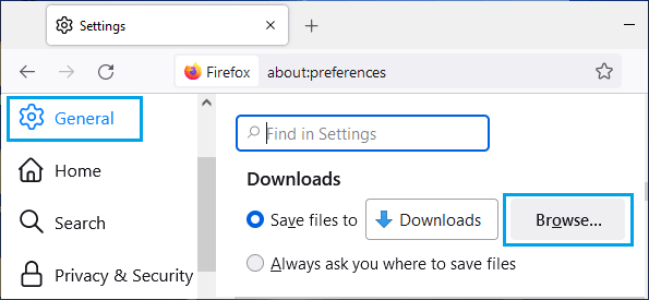 Browse Firefox Download Location