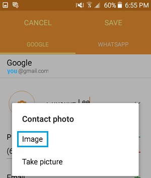 Choose Image to Assign to Contact On Android Phone