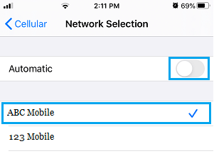 Disable Automatic Network Selection on iPhone