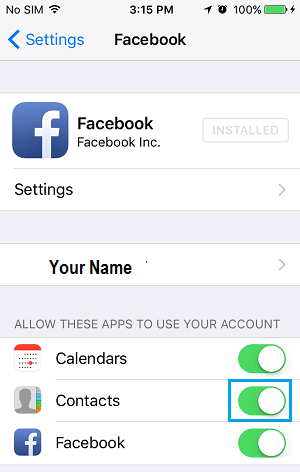 Enable Facebook Contacts on iPhone