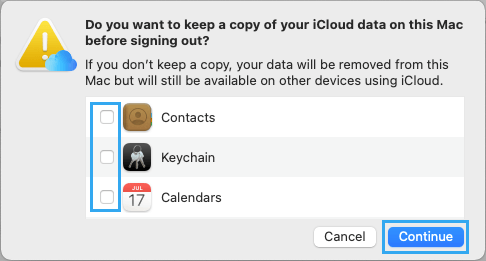 Select iCloud Data to Copy on Mac