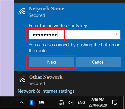 Enter WiFi Network Password