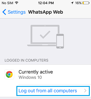 Log Out From All Computers Option on iPhone