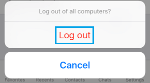Log Out From All Computers Popup on iPhone