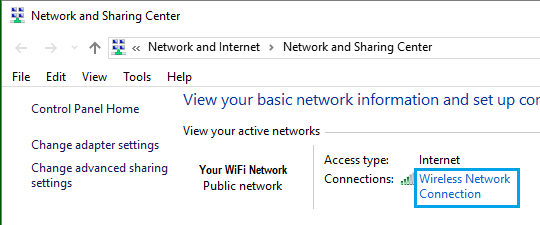 Network and Sharing Center in Windows 10