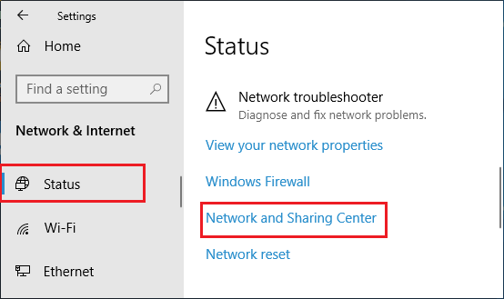 Network and Sharing Center