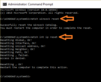 Reset TCP/IP in Windows 10