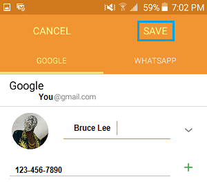 Save Changes to Contact On Android Phone