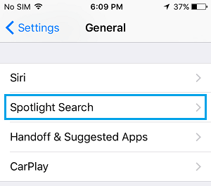 Spotlight Search Tab on iPhone