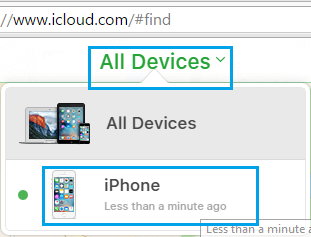 All Devices Tab on iCloud