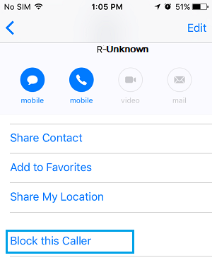 Block Caller Option on iPhone