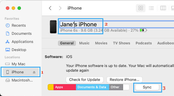 Change iPhone Name Using Finder on Mac