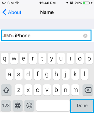 Change iPhone Name in Settings 