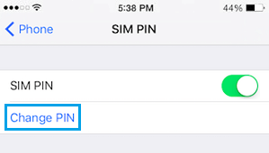 Change Pin Option on iPhone