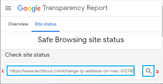 Check URL Using Google Transparency Report