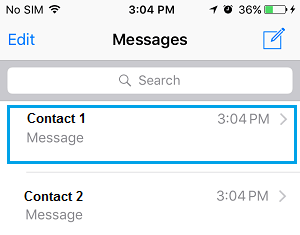 Contacts on Messages app