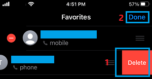 Delete Contact From Favorites List iPhone