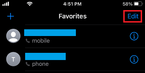 Edit Favorites List on iPhone